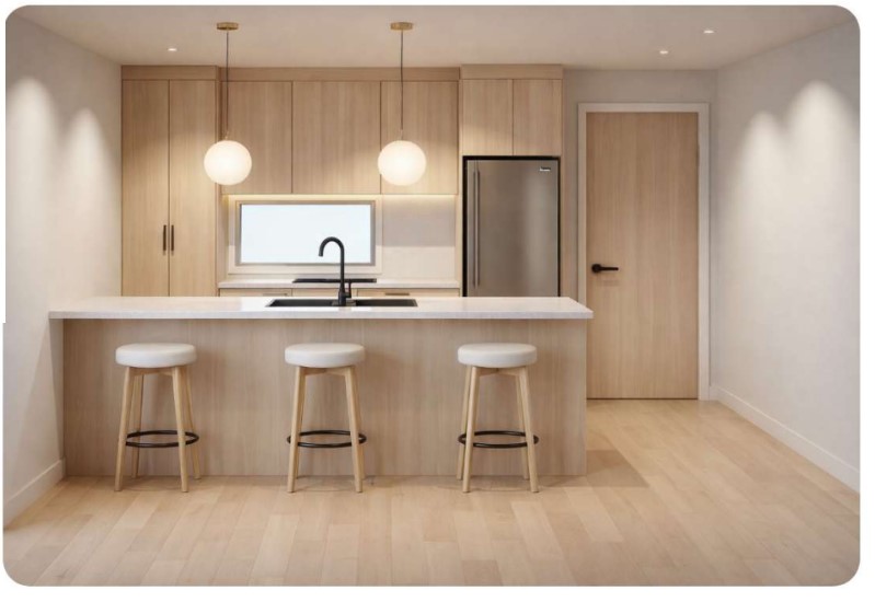 Kitchen — timber cabinetry and island bench